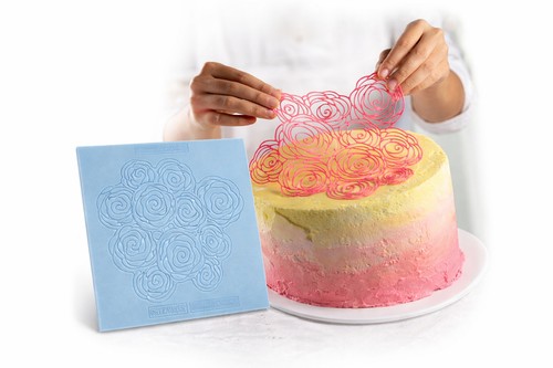 Silicone floral rose cake lace - floral,